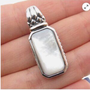 ROSS SIMONS 925 Sterling Silver 14K Gold Vintage Real MOP Oxidized Pendant